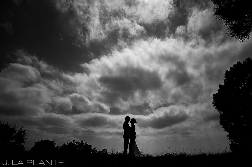 portrait of bride and groom at sanctuary wedding