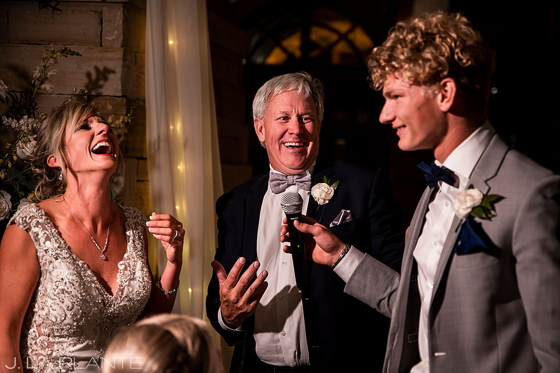 son of the bride giving a wedding toast