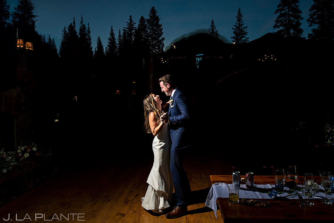 bride and groom first dance at Breckenridge Nordic Center Wedding