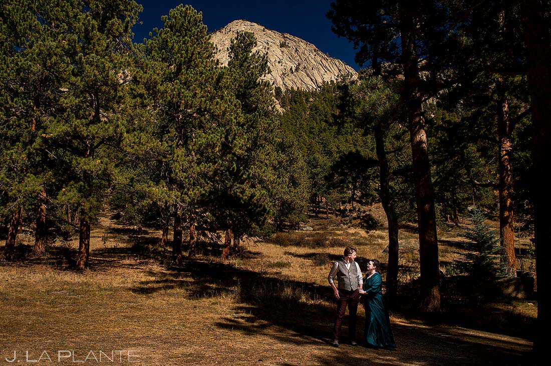 portrait of bride and groom at Della Terra wedding in Estes Park, Colorado