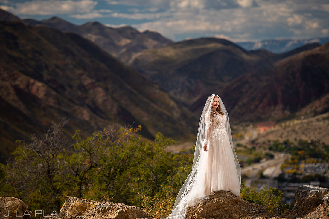 bridal portrait in the Rocky Mountains