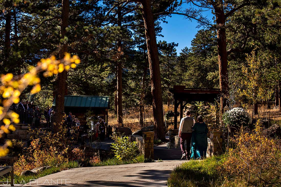 wedding ceremony during Della Terra wedding in Estes Park, Colorado