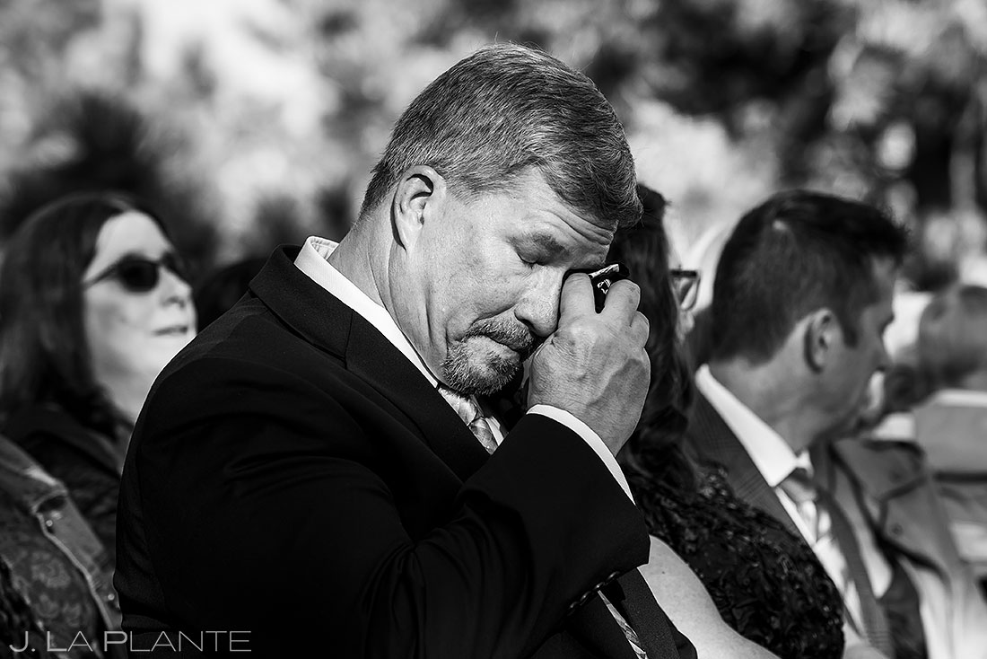father of the bride crying during ceremony