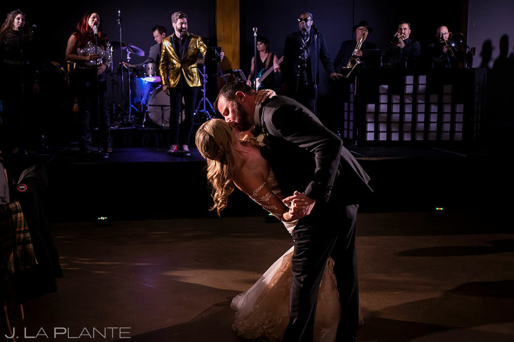 bride and groom first dance at wedding reception in Vail, Colorado