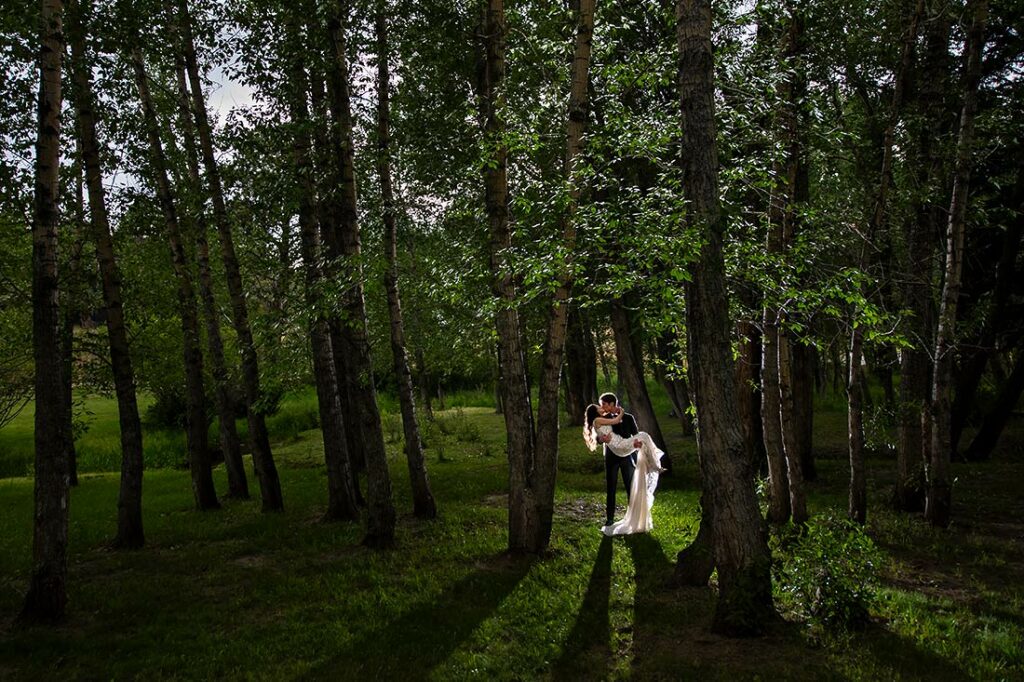portrait of bride and groom at the boulders wedding