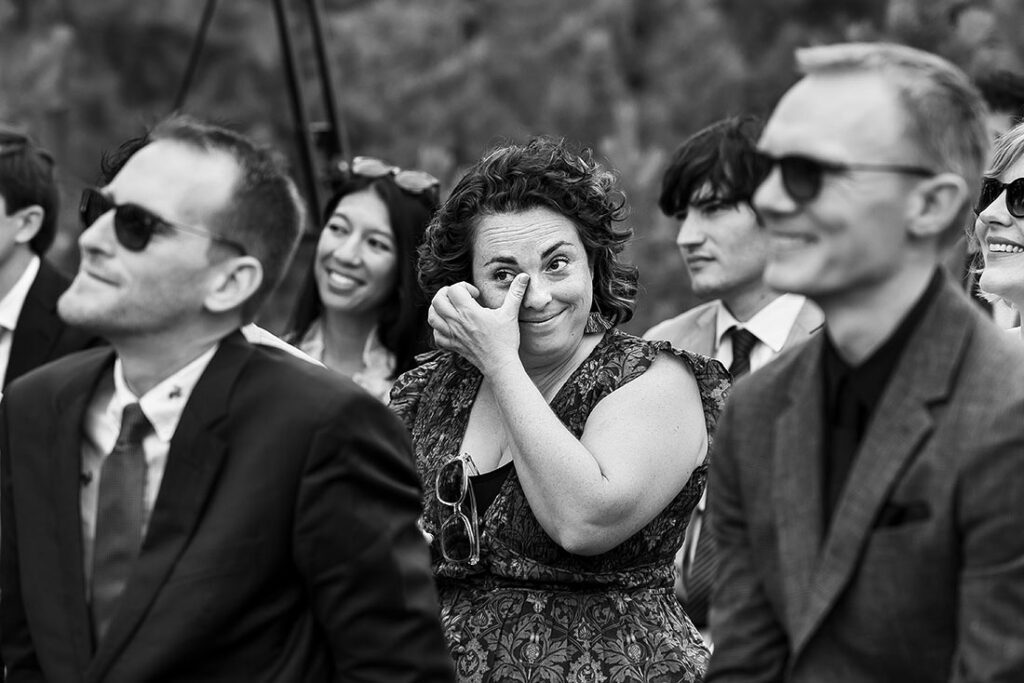 wedding guest crying during ceremony
