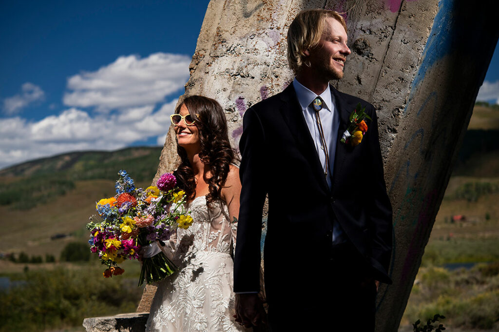 portrait of bride and groom at Crested Butte wedding