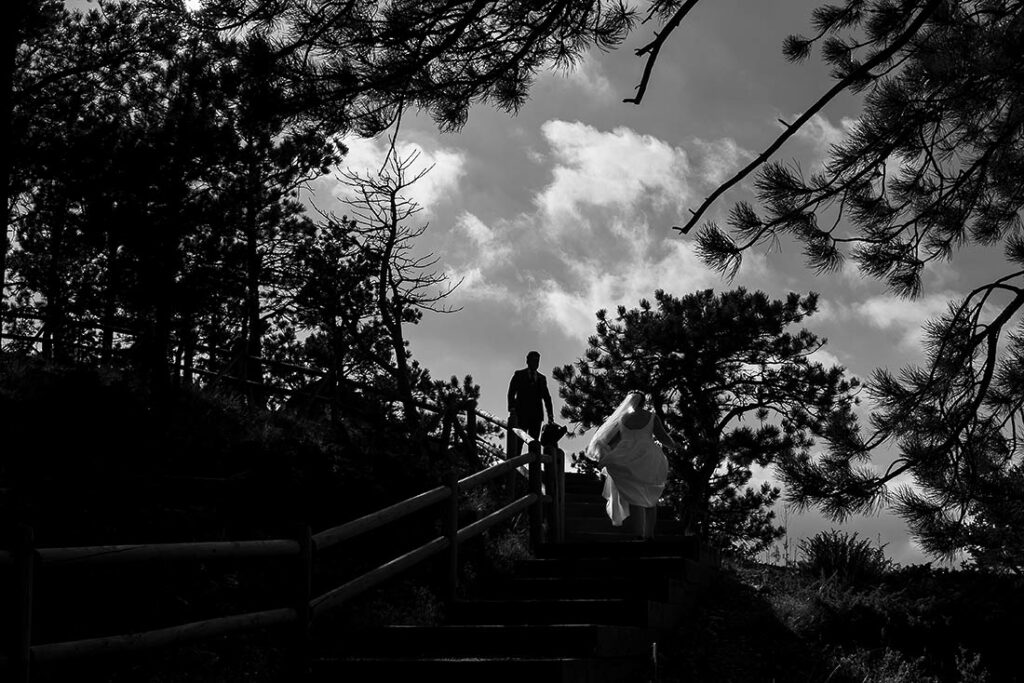Portrait of bride and groom at Sunrise Amphitheater wedding