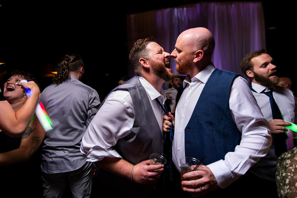 groom and groom dancing during wedding reception