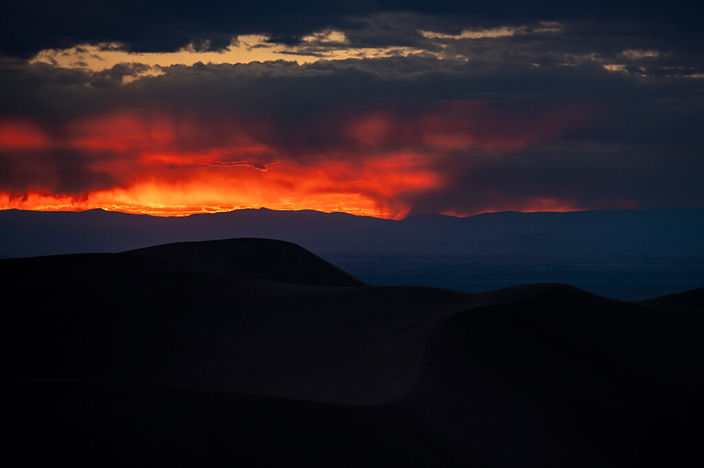 dramatic sunset at Great Sand Dunes National Park