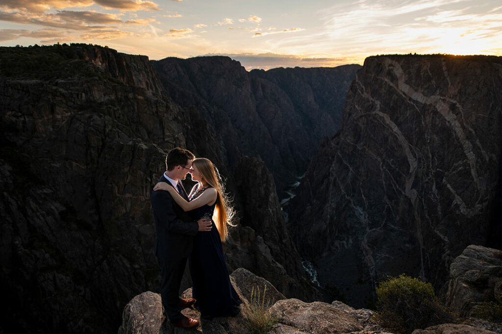 bride and groom-to-be sunset engagement photo
