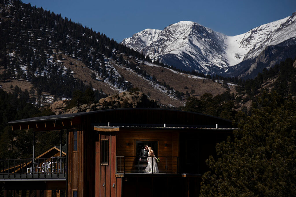 SkyView wedding at Fall River Village bride and groom at mountain wedding venue