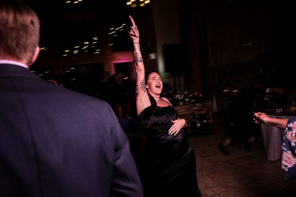 bridesmaid dancing during reception
