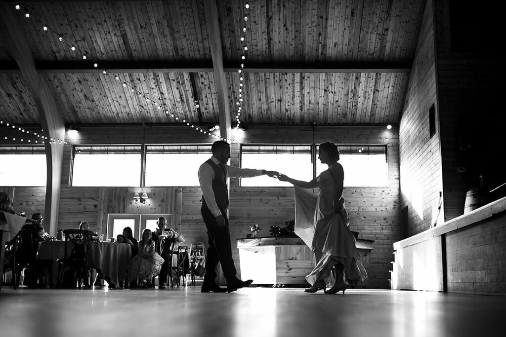 bride and groom first dance at Pinecrest wedding in Colorado Springs