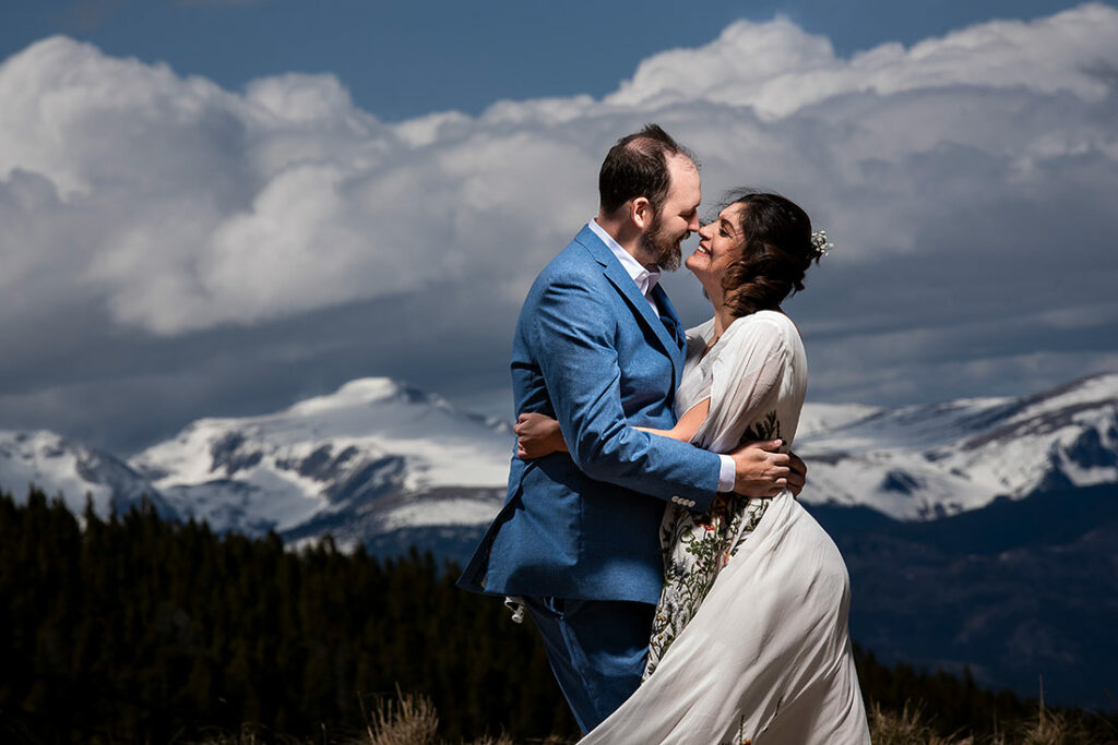 portrait of bride and groom at Echo Mountain wedding