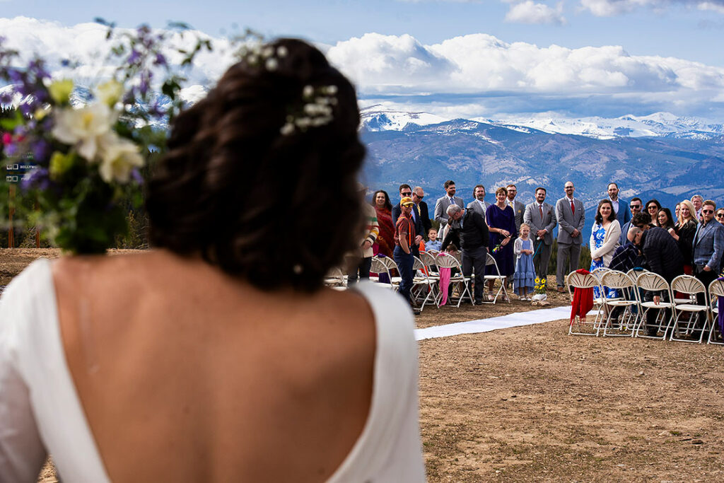 bride walking down the aisle at Echo Mountain wedding ceremony