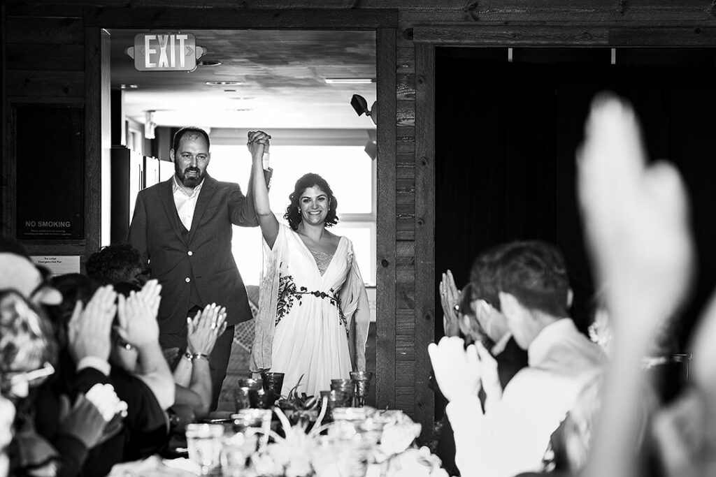 bride and groom grand entrance at Echo Mountain wedding