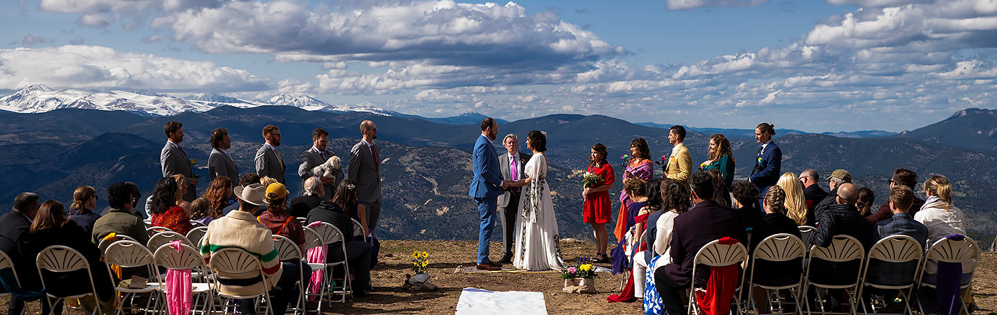 outdoor wedding ceremony on top of a ski hill in Colorado